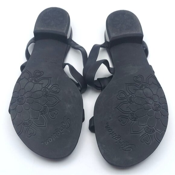 Brighton Nassau Black Leather Low Heel Slide Sandals 8.5M Silver Plated Crystal - Picture 11 of 11